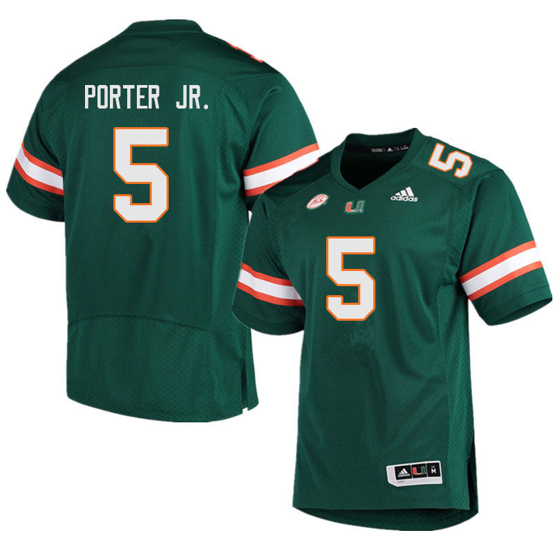Men #5 Daryl Porter Jr. Miami Hurricanes College Football Jerseys Sale-Green